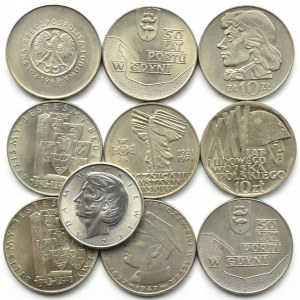 Polen, Volksrepublik Polen, Posten von zehn 10-Zloty-Münzen 1967-1975, Warschau