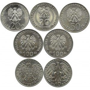 Polen, Polnische Volksrepublik, Posten geprägter Münzen 10-100 Zloty 1967-1988, Warschau