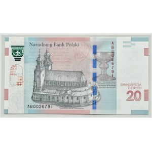 Poland, 1050 years of the Baptism of Poland, 20 zloty 2015, Warsaw, UNC