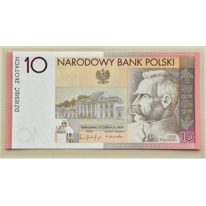 Poland, Józef Piłsudski, 10 zloty 2008, Warsaw, UNC