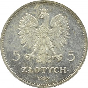 Poľsko, Druhá republika, Niké, 5 zlotých 1928, Brusel