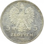 Polen, Zweite Republik, Nike, 5 Zloty 1928, Brüssel