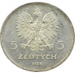 Polen, Zweite Republik, Nike, 5 Zloty 1928, Brüssel