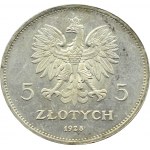 Polen, Zweite Republik, Nike, 5 Zloty 1928, Brüssel