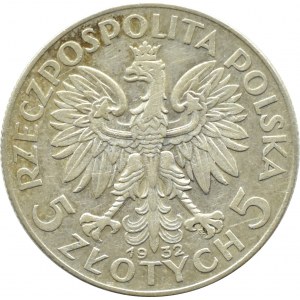 Polen, Zweite Republik, Kopf einer Frau, 5 Zloty 1932 mit Münzzeichen, Warschau