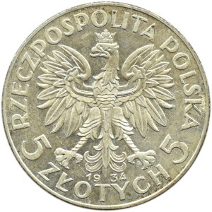 Poland, Second Republic, Head of a Woman, 5 zloty 1934, Warsaw