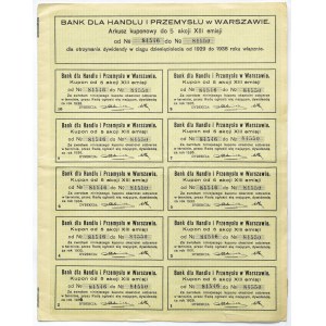 BANK DLA HANDLU i PRZEMYSŁU w Warszawie, 5 akcji na 500 złotych 1928