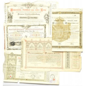 Austro-Węgry, XIX wiek, lot obligacji w guldenach i forintach 1882-1889