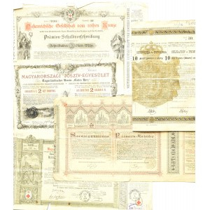 Austro-Węgry, XIX wiek, lot obligacji w guldenach i forintach 1882-1889