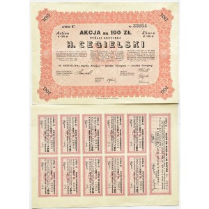 CEGIELSKI Poznan, action for 100 zloty 1929 with a set of coupons