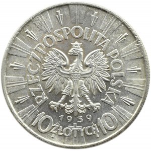 Polsko, Druhá republika, Józef Piłsudski, 10 zlotých 1939, Varšava
