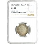 Rosja, Aleksander II, 25 kopiejek 1857 СПБ ФB, Petersburg, NGC MS64