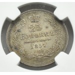 Rosja, Aleksander II, 25 kopiejek 1857 СПБ ФB, Petersburg, NGC MS64