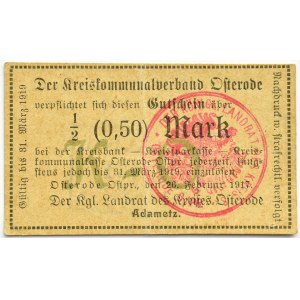 Osterode/Ostróda, notgeld 1/2 mark 1919