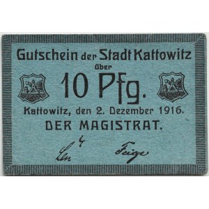 Kattowitz/Katowice, 10 feniků 1916, pěkný