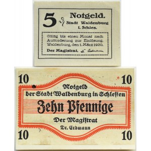 Waldenburg, Wałbrzych, lot notgeldów 1919-1920, UNC