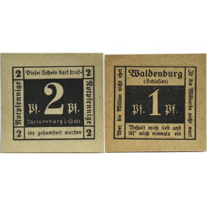 Waldenburg/Walbrzych, lot of two notgeld 1-2 pfennig without date, UNC