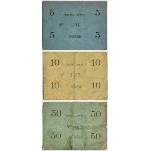 Tichau/Tychy, Los 3 Notgeld, 5-50 Pfg. 1917