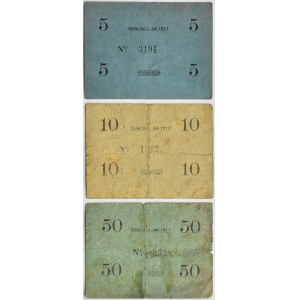 Tichau/Tychy, lot of 3 notgelds, 5-50 pfennigs 1917