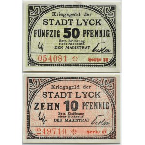 Lyck/Ełk, lot 2 notgeldów 10-50 pfenning 1920, II seria, UNC