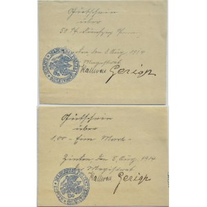 Zinten/Korniewo (Cynty), flight of two notgelds 1914, RARE