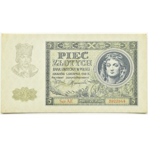 Polsko, Generální vláda, 5 zlotých 1941, série AE, Krakov