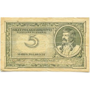 Polen, Zweite Republik, B. Głowacki, 5 Mark 1919, Serie K, Warschau