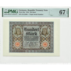 Germany, Weimar Republic, 100 marks 1920, Berlin, PMG 67 EPQ