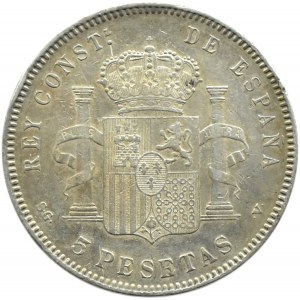 Hiszpania, Alfonso XIII, 5 peset 1898, Madryt