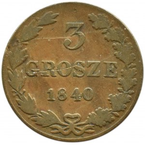 Nikolaus I., 3 grosze 1840 MW, Warschau