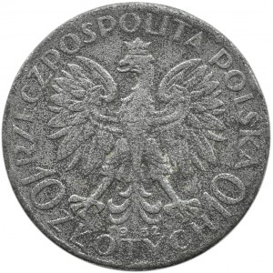 Polen, Zweite Republik, Kopf einer Frau, 10 Zloty 1932, Fälschung der Zeit