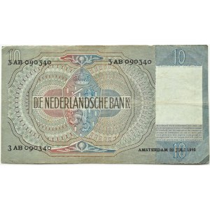Holandsko, 10 guldenov 1940, séria 3 AB, Amsterdam