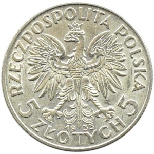 Poland, Second Republic, Head of a Woman, 5 zloty 1933, Warsaw