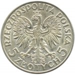 Polen, Zweite Republik, Kopf einer Frau, 5 Zloty 1933, Warschau