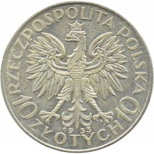 Polen, Zweite Republik, Kopf einer Frau, 10 Zloty 1933, Warschau