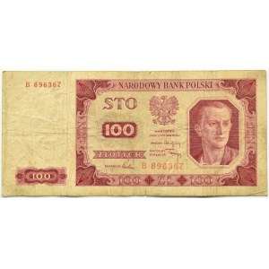 Polska, RP, 100 złotych 1948, seria B, Warszawa, rzadka jednoliterowa seria