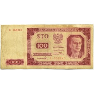 Polen, RP, 100 Zloty 1948, Serie E, Warschau, seltene Ein-Buchstaben-Serie