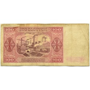 Polska, RP, 100 złotych 1948, seria E, Warszawa, rzadka jednoliterowa seria