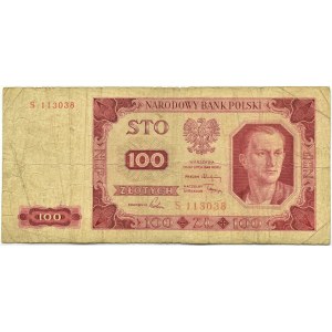 Polen, RP, 100 Zloty 1948, Serie S, Warschau, seltene Ein-Buchstaben-Serie