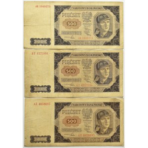Poland, RP, lot of 500 zloty 1948, series AR, AZ, AY, Warsaw