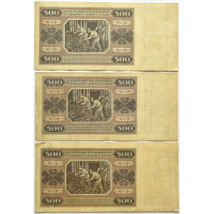 Poland, RP, lot of 500 zloty 1948, series AR, AZ, AY, Warsaw