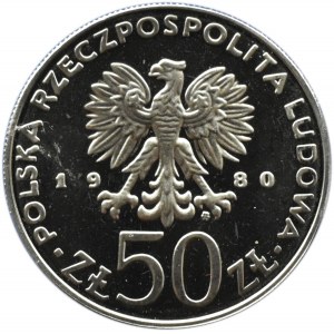 Poland, People's Republic of Poland, 50 zloty 1980, Bolesław Chrobry - sample, nickel, Warsaw, UNC