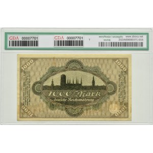 Free City of Danzig-Senat, 1000 marks 1923, no series letter, GDA 40