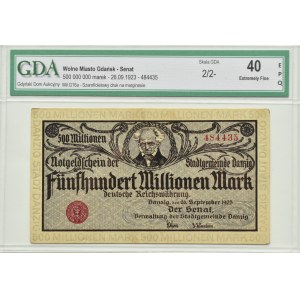 Free City of Danzig-Senat, 500 million marks 1923, GDA 40 EPQ