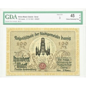 Wolne Miasto Gdańsk-Senat, 100 marek 1922, bez litery serii, GDA 45 EPQ