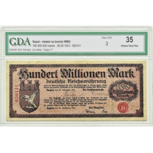 Zoppot/Sopot, 100 million marks 1923, signature F, GDA 35