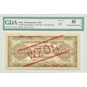 Polen, Zweite Republik, 100000 Mark 1923, Serie A - MODELL, Warschau, GDA 45 EPQ