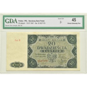 Polska, RP, 20 złotych 1947, seria B, Warszawa, GDA 45