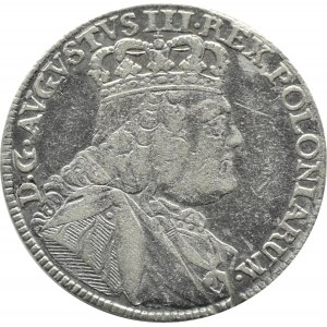 Augustus III Sas, ort (18 grošů) 1754 E.C., Lipsko, větší poprsí