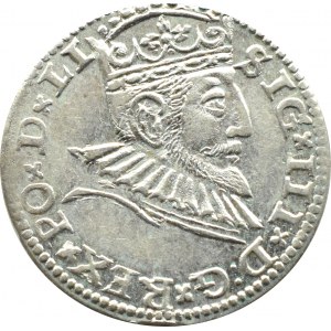 Zygmunt III Waza, trojak 1591, Ryga, mała głowa króla, LI, piękny!